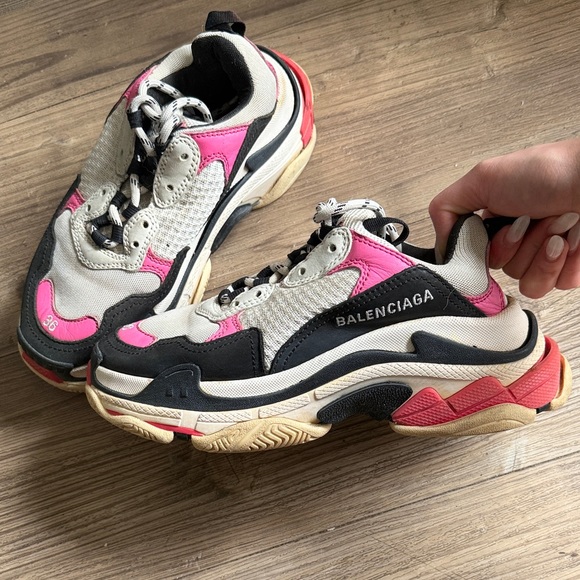 Balenciaga Chunky Sneaker in White, Black & Pink - Picture 3 of 5